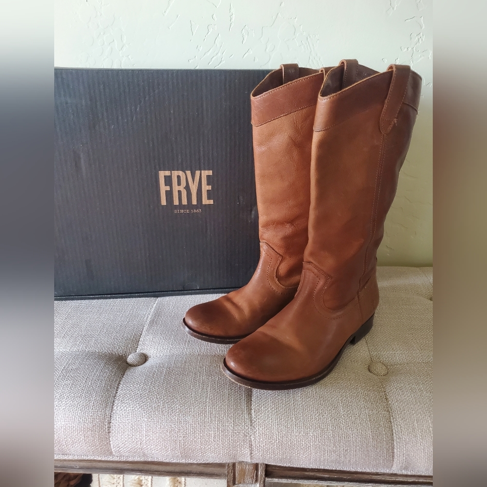 Frye Tan Leather Tall Boots